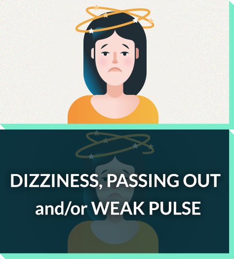 Severe allergy symptoms: dizziness, passing out