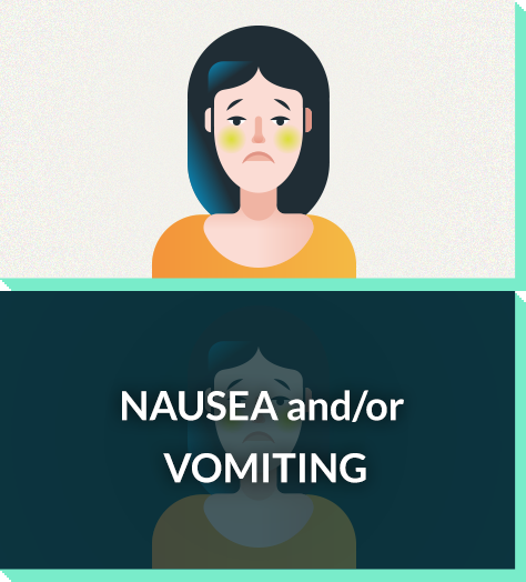 Severe allergy symptoms: nausea, vomiting
