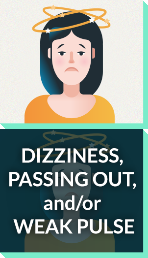 Severe allergy symptoms: dizziness, passing out