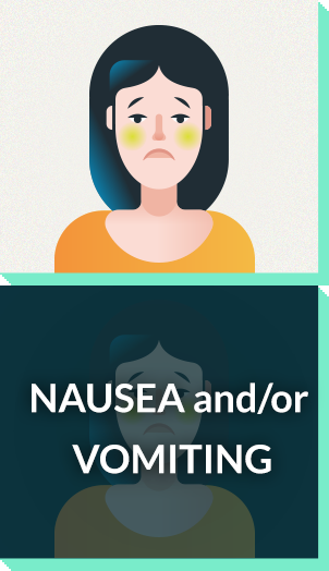 Severe allergy symptoms: nausea, vomiting