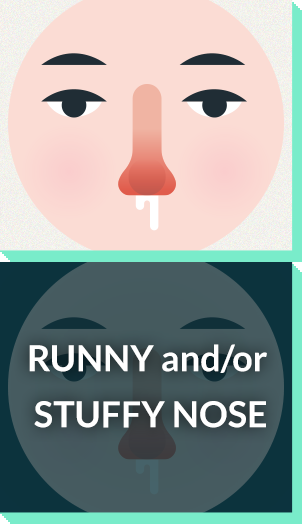 Severe allergy symptoms: runny nose, stuffy nose